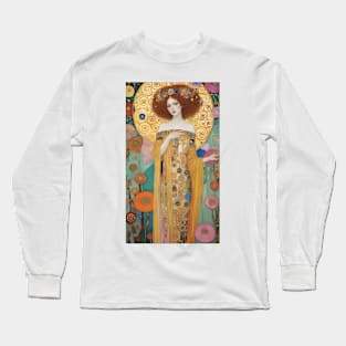 Gustav Klimt's Enigmatic Beauty: Inspired Woman in Gilded Splendor Long Sleeve T-Shirt